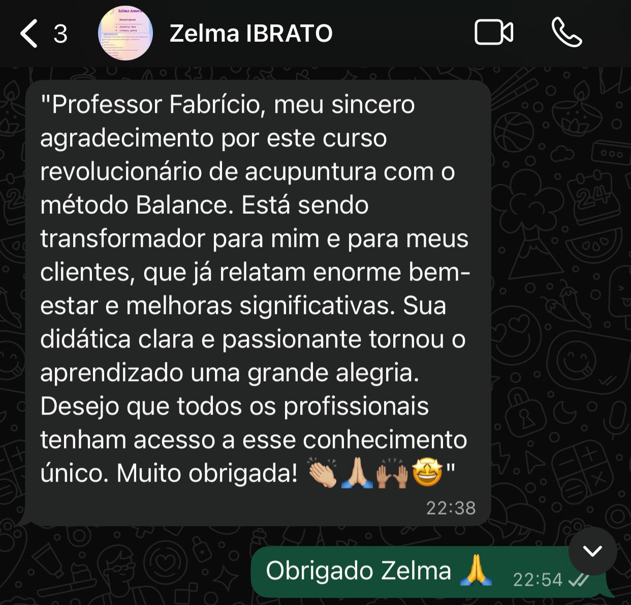 Depoimento de Zelma, aluna do IBRATO
